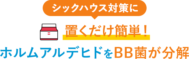 シックハウス対策に 置くだけ簡単！ホルムアルデヒドをBB菌が分解