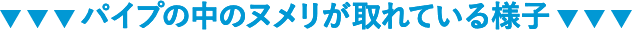 パイプの中のヌメリが取れている様子